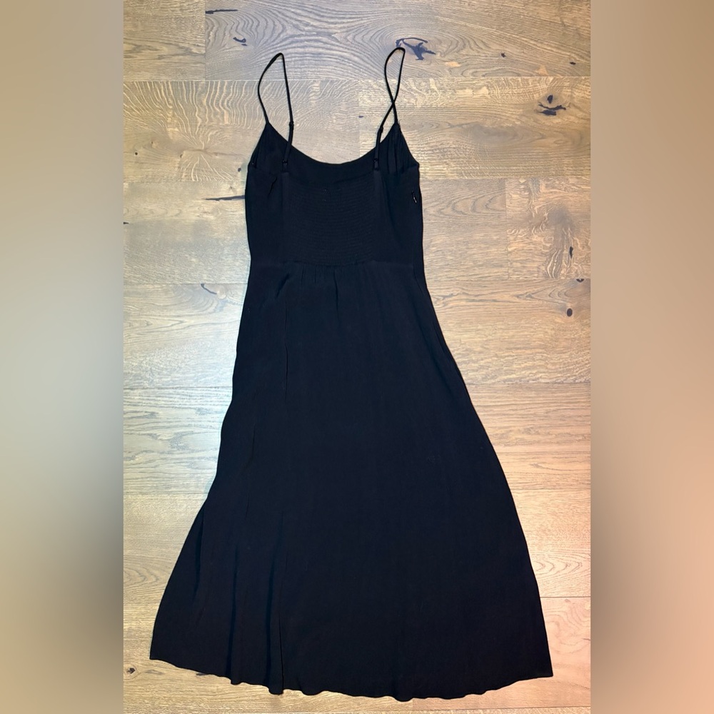 Aritzia Wilfred Affogato Spaghetti Straps Side Slit Midi Slip Dress Black Size 4 - Picture 5 of 14
